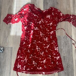 Abercrombie & Fitch Red Floral Dress Full Button Size Large
